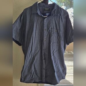 Express Blue Casual Button Down Shirt Lightweight Cotton
